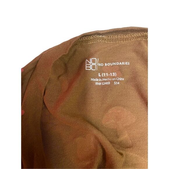 No Boundaries Brown with Red Mushroom design V-Neck  Short Sleeve Size Large 11- - Picture 7 of 9
